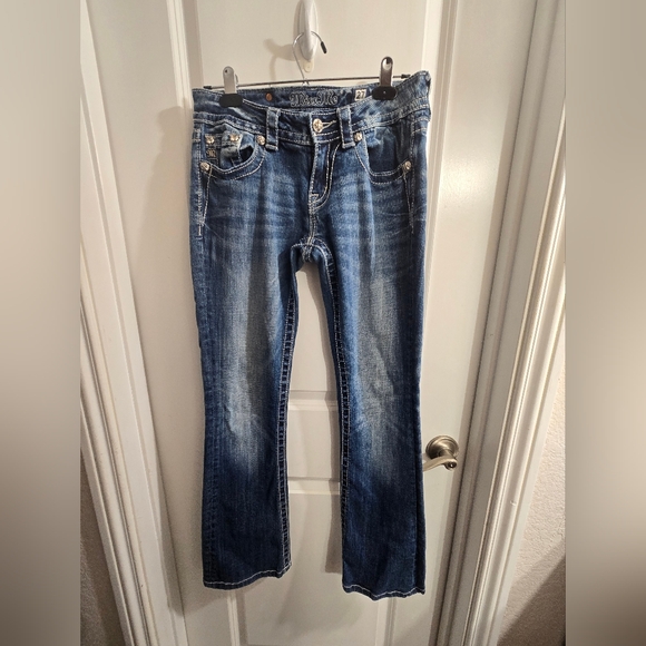 Miss Me Jeans Womens 27 Boot Cut  Medium Wash Jeans Jeweled Pockets - Picture 2 of 12